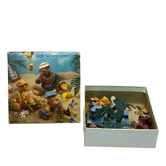 Vintage Springbok "The Beach Bears" Mini Jigsaw Puzzle 7" x 7" Hallmark Cards - Picture 2 of 7
